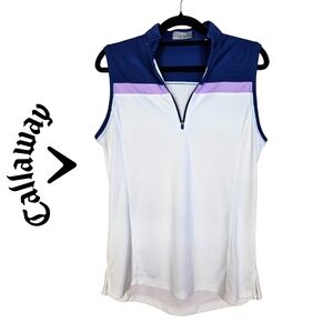 Callaway Women's Sleeveless Golf Top - Navy and White